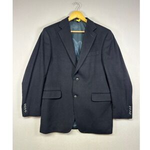 Quiet Luxury Arnold Brant Men 40R Navy Blue 100% Cashmere 2 Button Blazer Jacket